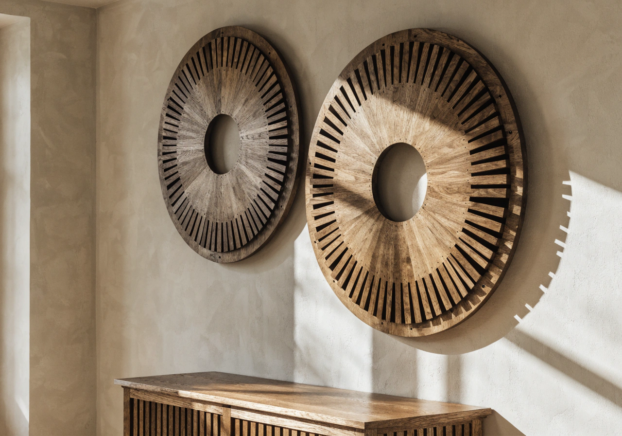 Polished DIY wall decor with natural wood greenery and layered textures