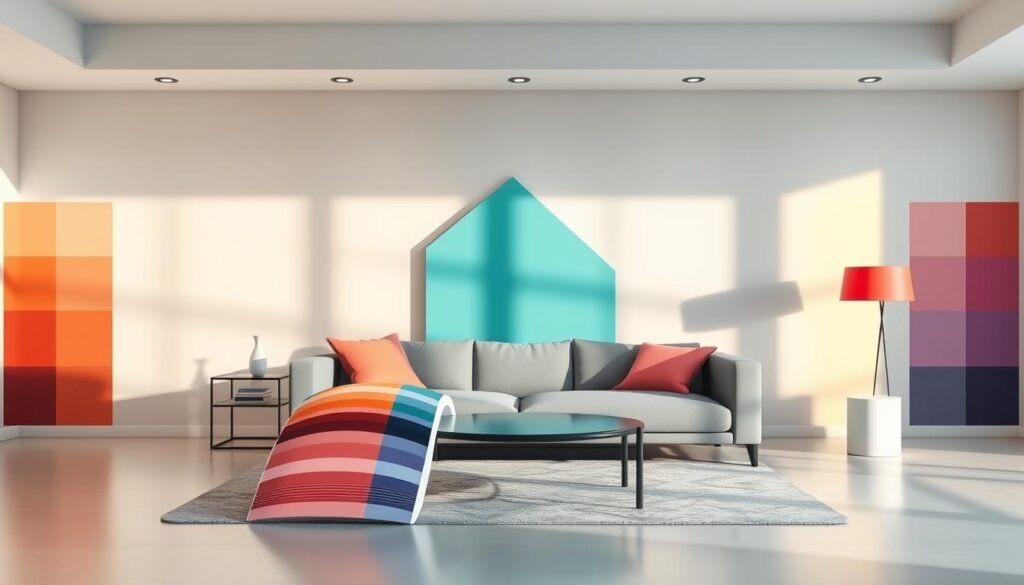 A visually striking color trend analysis presented in a modern, minimalist style. The foreground showcases a dynamic array of color swatches, expertly arranged to highlight emerging palettes and their interplay. The middle ground features clean, geometric shapes in complementary hues, guiding the viewer's eye through the visual analysis. The background is a serene, softly blurred gradient, allowing the colors to take center stage. Bright, diffused lighting casts subtle shadows, adding depth and dimensionality to the composition. The overall mood is one of thoughtful, data-driven exploration of color trends, suitable for an insightful article on living room design for 2025. A visually striking color trend analysis presented in a modern, minimalist style. The foreground showcases a dynamic array of color swatches, expertly arranged to highlight emerging palettes and their interplay. The middle ground features clean, geometric shapes in complementary hues, guiding the viewer's eye through the visual analysis. The background is a serene, softly blurred gradient, allowing the colors to take center stage. Bright, diffused lighting casts subtle shadows, adding depth and dimensionality to the composition. The overall mood is one of thoughtful, data-driven exploration of color trends, suitable for an insightful article on top 2025 living room color trends.