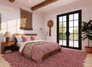 Colorful geometric duvet cover for a Memphis style bedroom