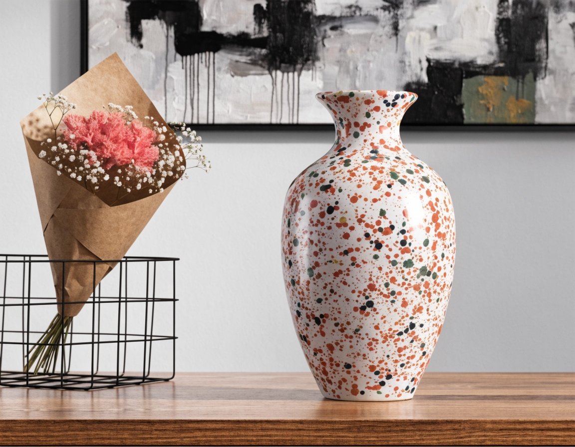 Colorful sculptural vase for Memphis style home decor