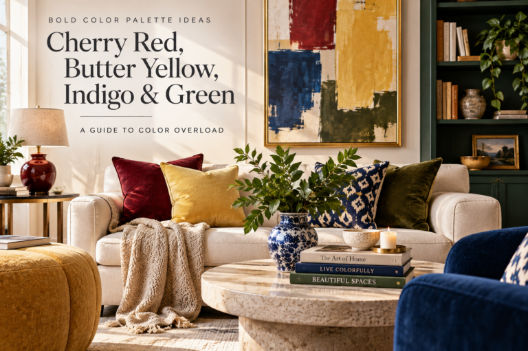 Bold Color Palette Ideas: Cherry Red, Butter Yellow, Indigo & Green
