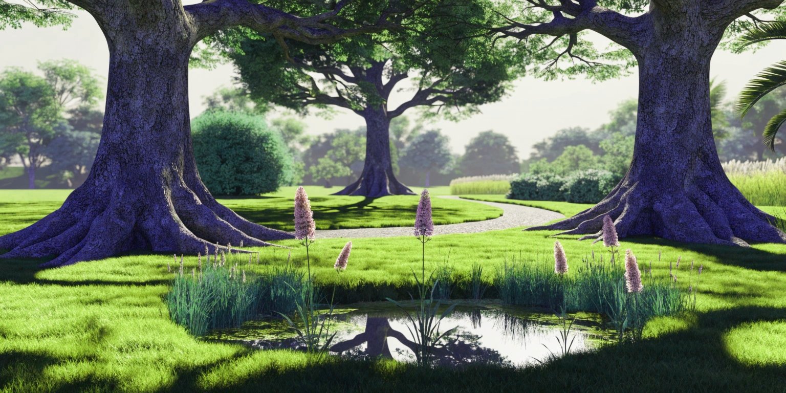Organic landscape with native-style planting and pollinator-friendly flowers