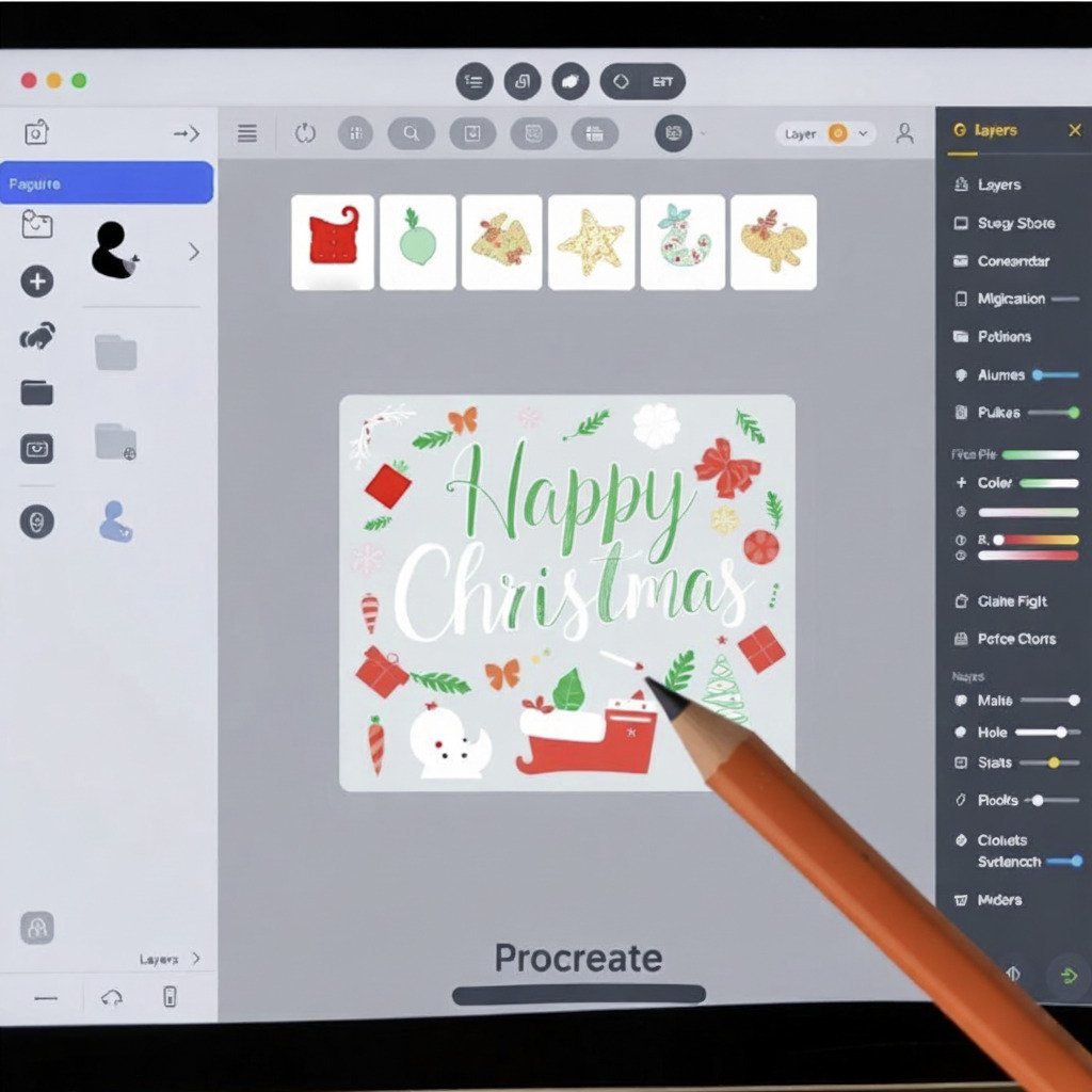 Digital design mockup using Christmas clipart in Procreate and Photoshop Digital design mockup using Christmas clipart in Procreate and Photoshop