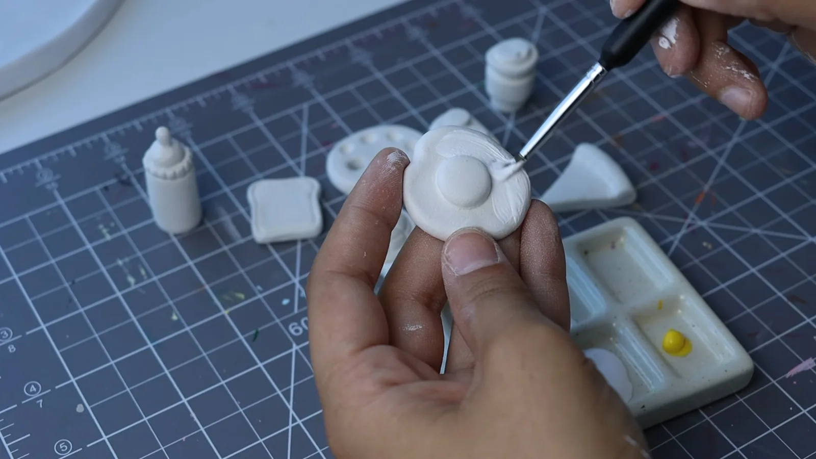 Magnetic attachment points on a handmade clay clock