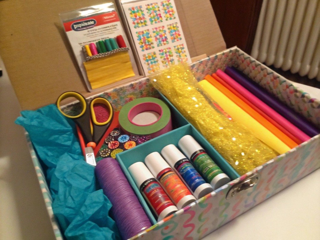 DIY craft-night gift box with supplies for a handmade project