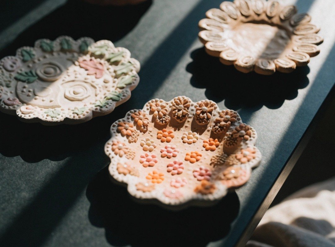 Handmade air-dry clay trinket dishes for jewelry and small keepsakes