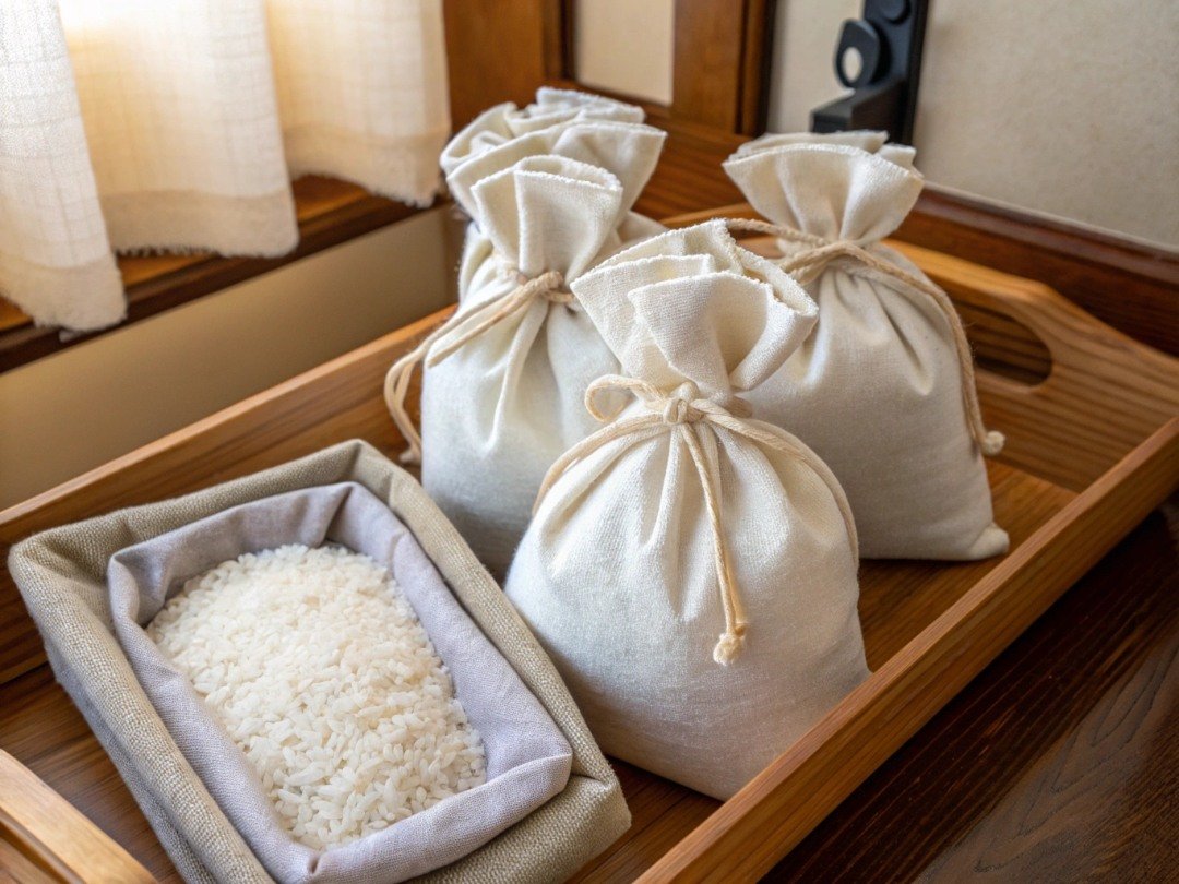 Handmade fabric rice bags for cozy winter gifts