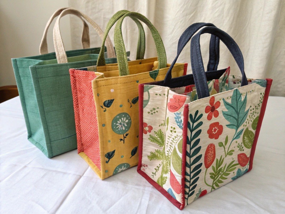 Reusable handmade fabric gift bags for Christmas presents