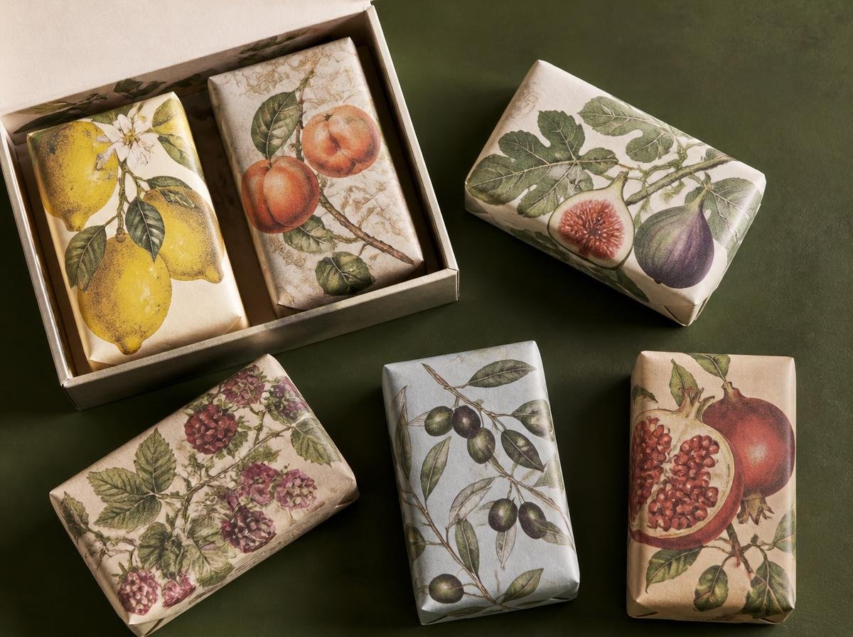 Italian soap gift set arranged for thoughtful gifting