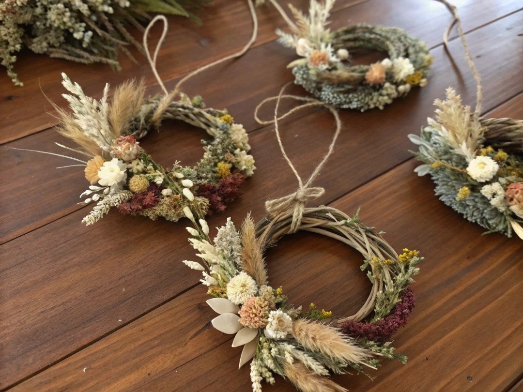 Mini dried-flower wreath handmade gift idea
