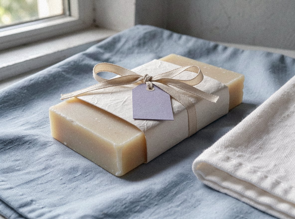 French-style soap gift with rustic packaging