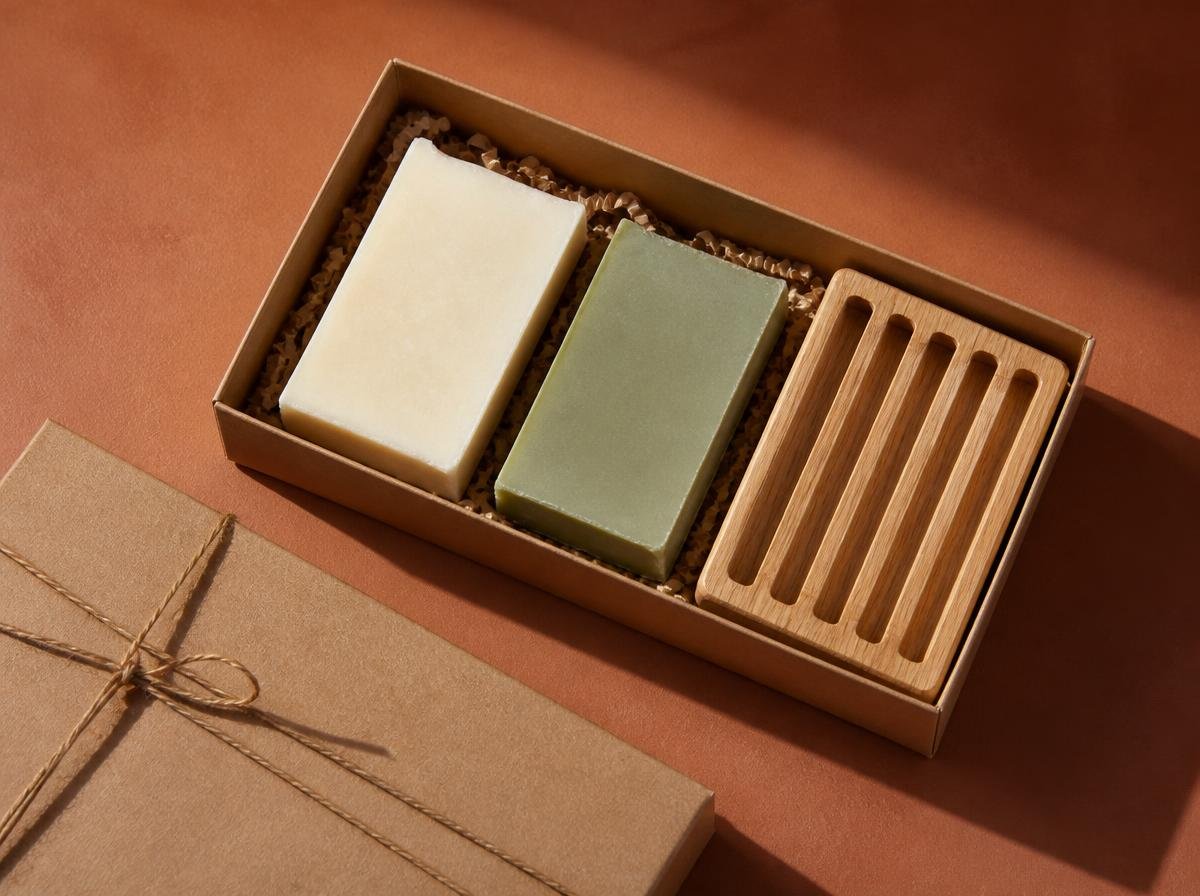 Rustic soap gift box with natural wrapping